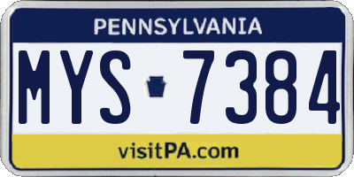 PA license plate MYS7384