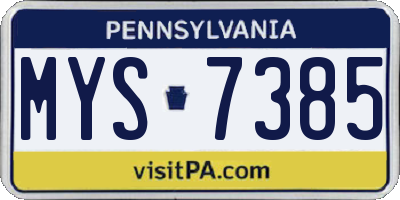 PA license plate MYS7385