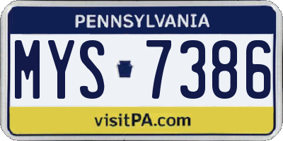 PA license plate MYS7386
