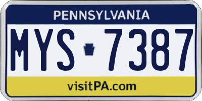 PA license plate MYS7387