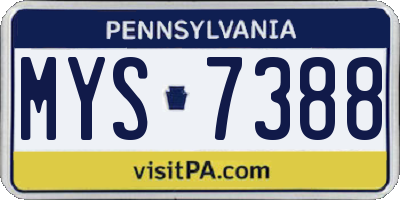 PA license plate MYS7388