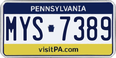 PA license plate MYS7389