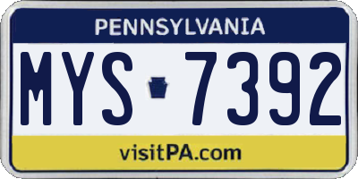 PA license plate MYS7392