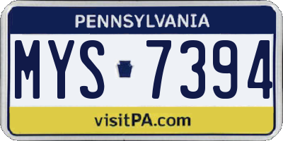 PA license plate MYS7394