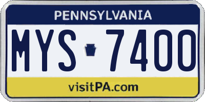 PA license plate MYS7400