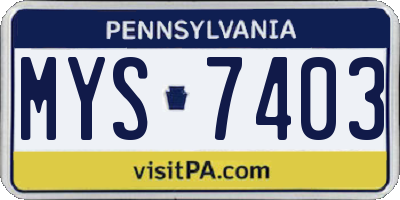 PA license plate MYS7403