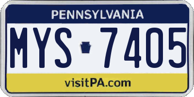 PA license plate MYS7405