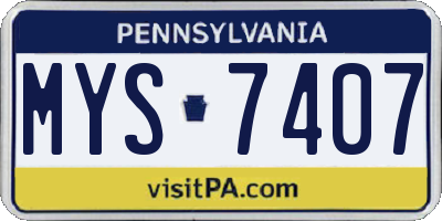 PA license plate MYS7407