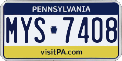 PA license plate MYS7408