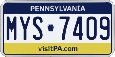 PA license plate MYS7409