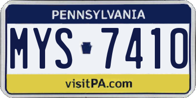 PA license plate MYS7410