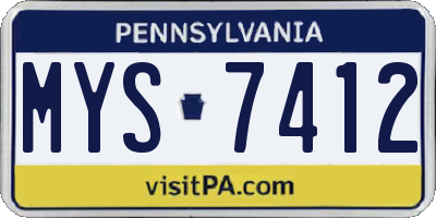 PA license plate MYS7412