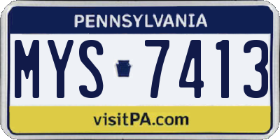PA license plate MYS7413