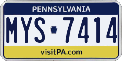 PA license plate MYS7414