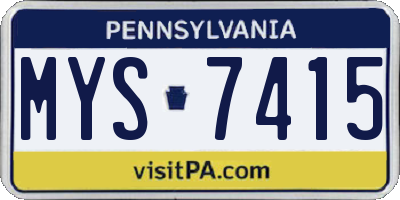 PA license plate MYS7415