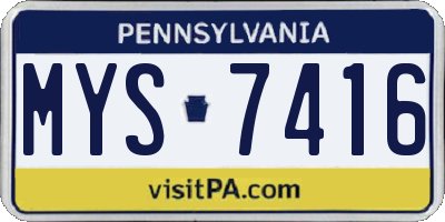 PA license plate MYS7416