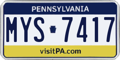 PA license plate MYS7417