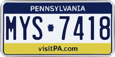 PA license plate MYS7418