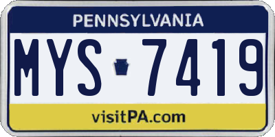 PA license plate MYS7419