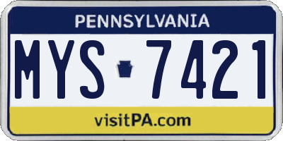 PA license plate MYS7421