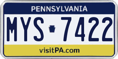 PA license plate MYS7422