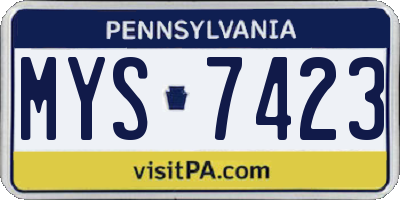 PA license plate MYS7423
