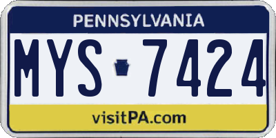 PA license plate MYS7424