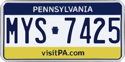 PA license plate MYS7425