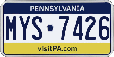 PA license plate MYS7426