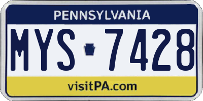 PA license plate MYS7428
