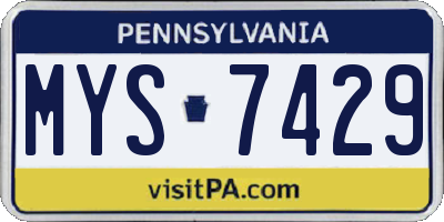 PA license plate MYS7429