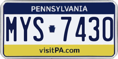 PA license plate MYS7430