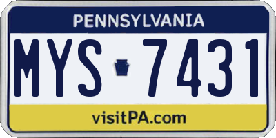 PA license plate MYS7431