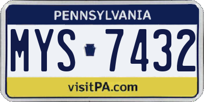 PA license plate MYS7432