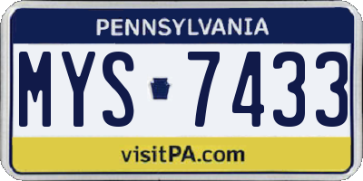 PA license plate MYS7433