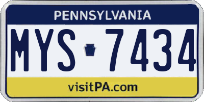 PA license plate MYS7434