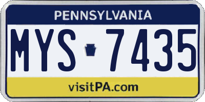 PA license plate MYS7435