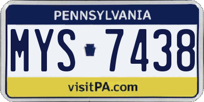 PA license plate MYS7438