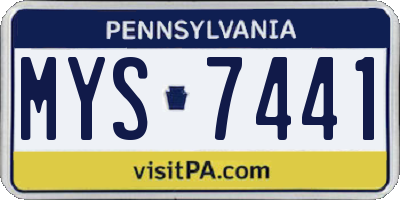 PA license plate MYS7441