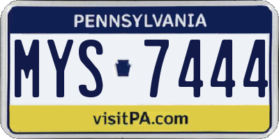 PA license plate MYS7444