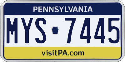 PA license plate MYS7445