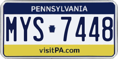 PA license plate MYS7448