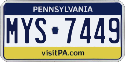 PA license plate MYS7449