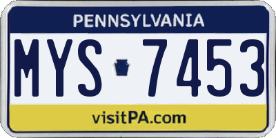PA license plate MYS7453