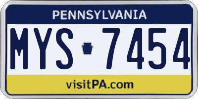 PA license plate MYS7454