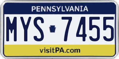 PA license plate MYS7455