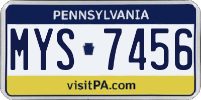PA license plate MYS7456