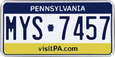 PA license plate MYS7457