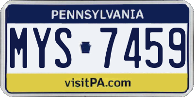 PA license plate MYS7459