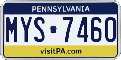 PA license plate MYS7460